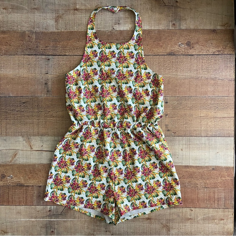 Tee Ink Floral Halter Romper M